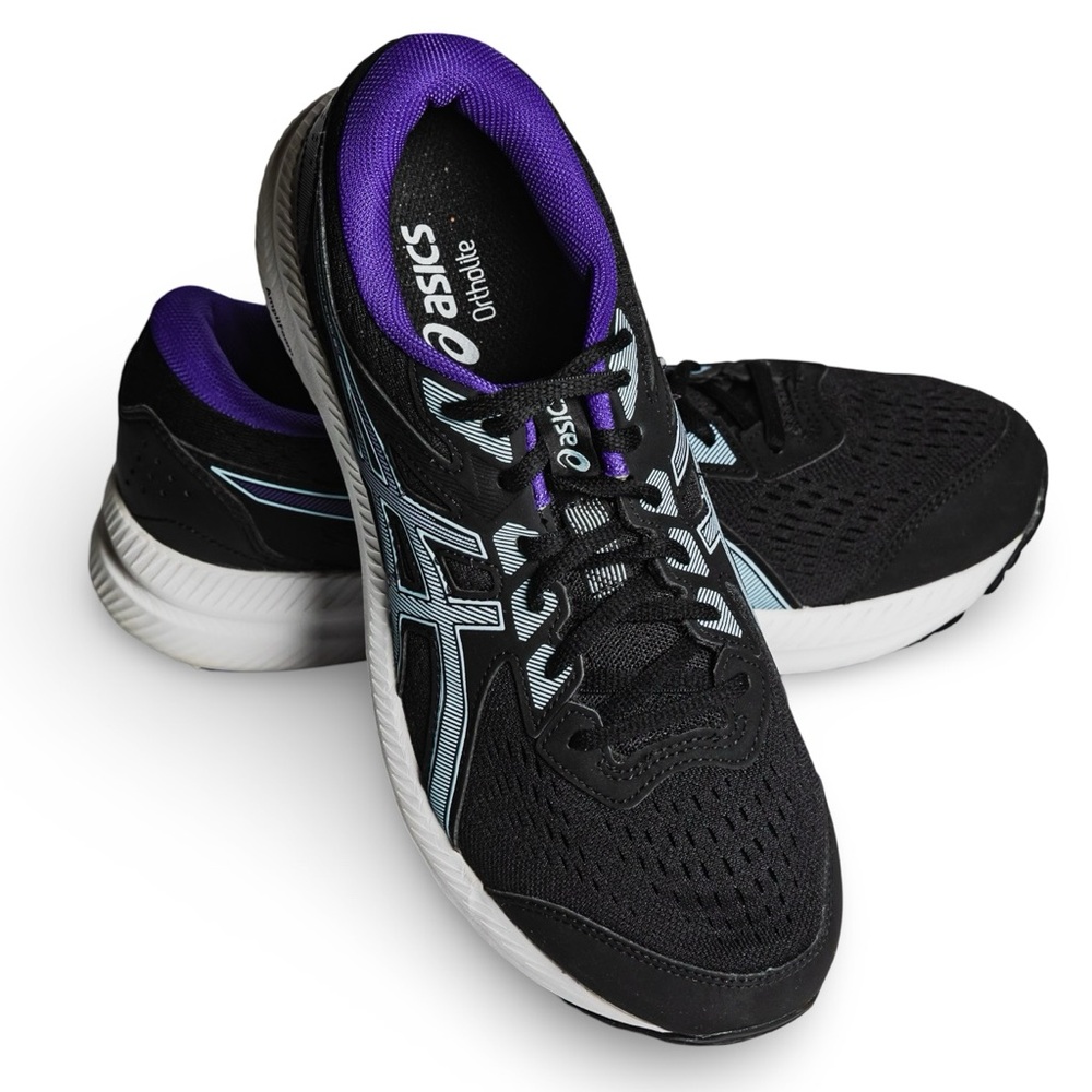 ASICS GEL-CONTEND® 8 Women's Running Sneaker; Size 10; Black, Purple, Aquamarine